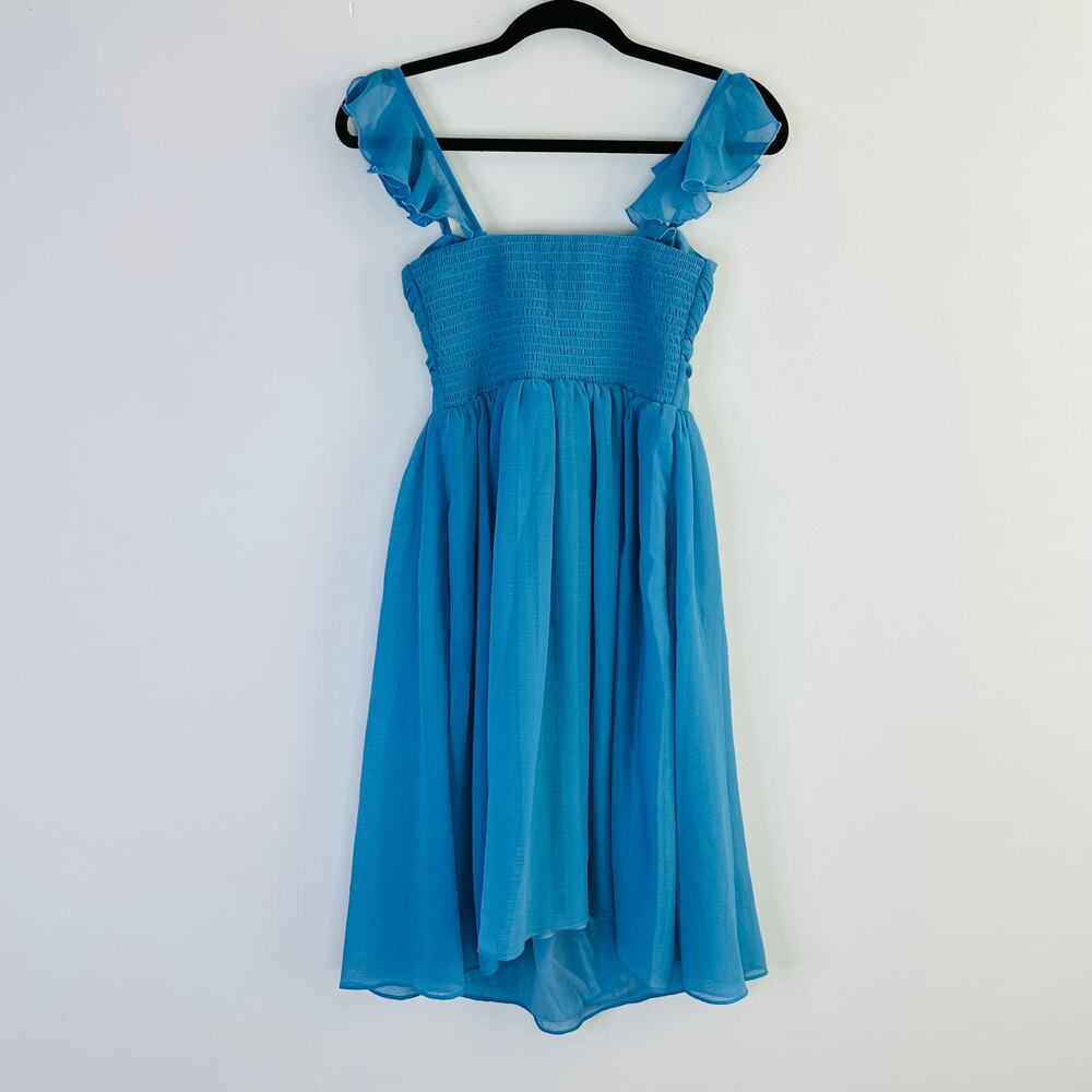 Hatch Turquoise Blue Ruffle Strap Midi Dress - Picture 10 of 13